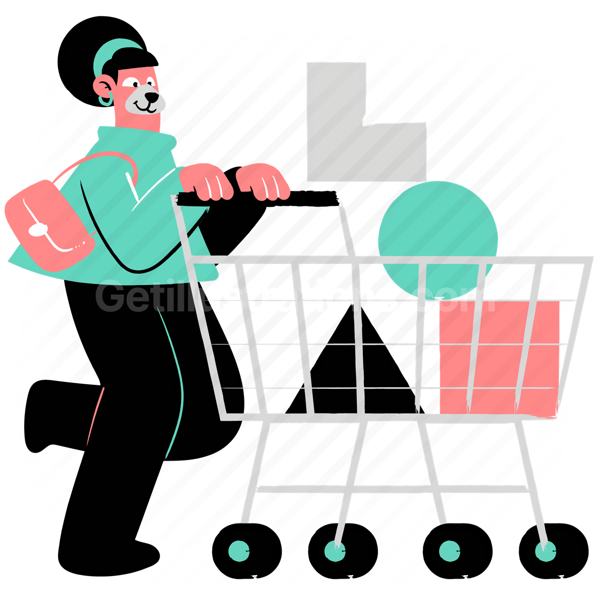 shop, cart, shapes, items, product, animal